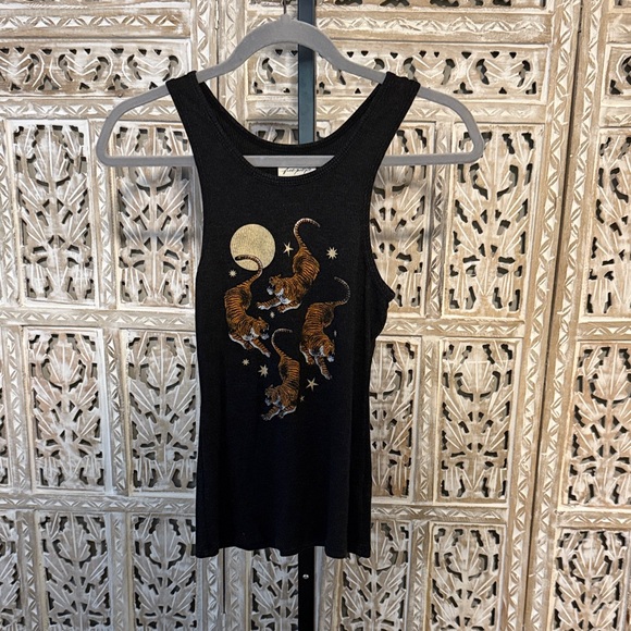 Free People Tops - Free People Black Tiger Graphic Women's Tank Top